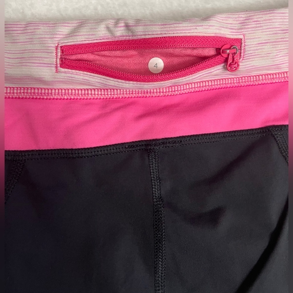 Lululemon Run Inspire crop black and pink leggings EUC - Picture 5 of 7